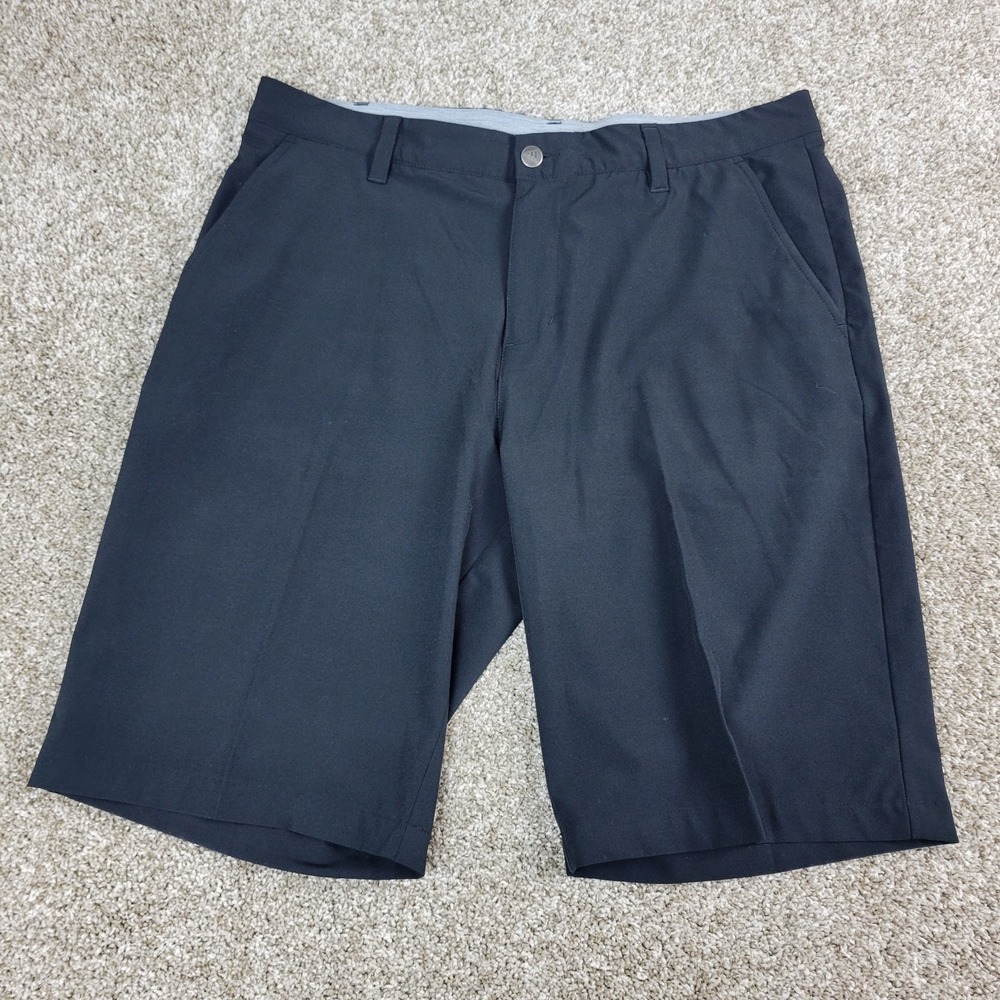 Adidas Mens 34 Solid Black Elastic Waist Stretch Chino‎ Golf Shorts